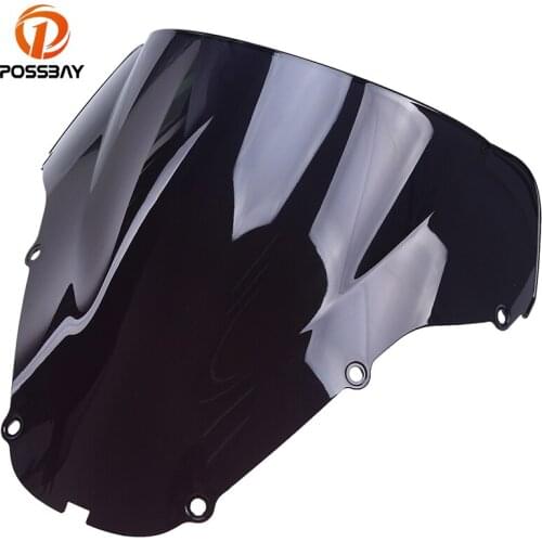 POSSBAY Motorcycle Windshield Motorbike Windscreen Double Bubble Cafe Racer Wind Deflector For Honda CBR 900 RR 929 2000-2001
