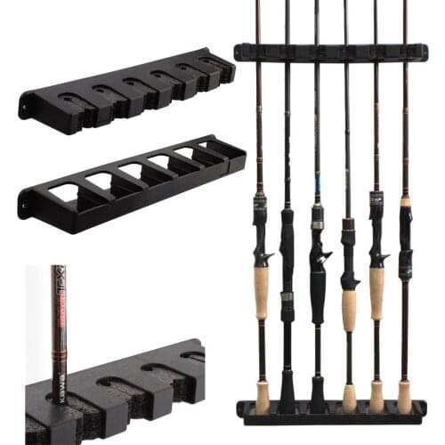 Booms Fishing WV2 Vertical 6-Rod Rack Fishing Pole Holder Rod Holders Wall Mount Modular for Garage New
