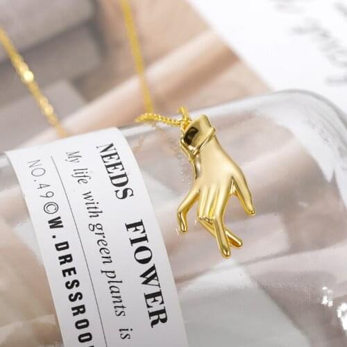 Gothic Hand Shape Necklaces For Women Men Gold Stainless Steel Chain Punk Gesture Choker Necklace Aesthetic Jewellery 2020 BFF