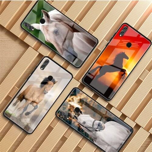 Horse Animal Tempered Glass Phone Case For Huawei P20 P30 P40 P40 Lite Pro Psmart Mate 20 30 Cover Shell