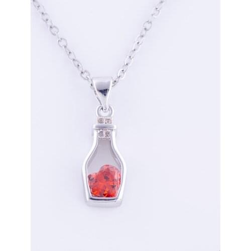 Hot Jewelry Bijoux Zircon Heart In Bottle Charms Necklace Pendants Handmade Copper Micro Pave Long Chain Necklace Women Diy Gift