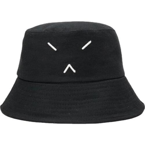 LDSLYJR Cotton Expression Embroidery Bucket Hat Fisherman Hat Outdoor Travel Hat Sun Cap Hats for Men and Women 431