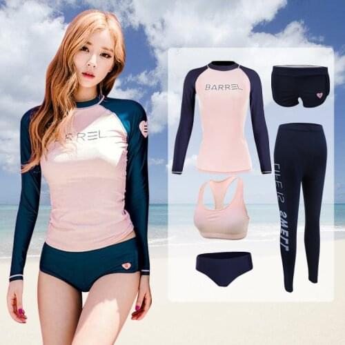 Korean Style WomenS Swimsuit 2021 Long-Sleeved Guard Swimsuit Sunscreen Dive Skin Pants Split Surfing Suit Floating Diving Suit