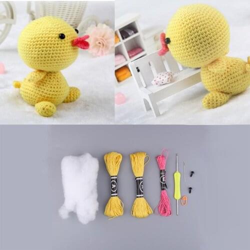 Creative DIY Yellow Duck Doll Crochet Kit Sewing Material Package for Kids Adults Crochet Lovers