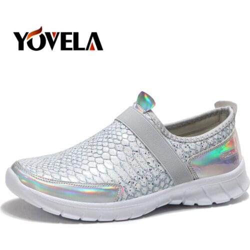 Women Fashion Sneakers Flats Casual Shoes Outdoor Walking Shoes Woman Slip on Comfortable Gold Glitter Ladies Shoe Zapatos Mujer