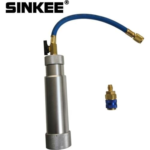 Oil Dye Injector 1/4 R134A 2 OZ Hand Turn Pump Injection Car Coolant Filler Tube Auto A/C Adapter SK1867