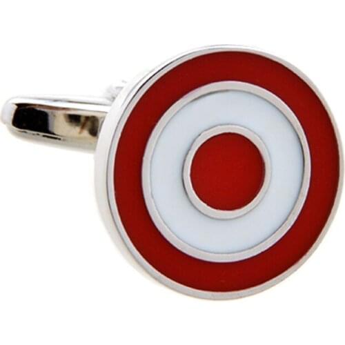 SUNNYLINK Mens Cuff Links concentric circles red white CUFFLINKS for shirt J1014
