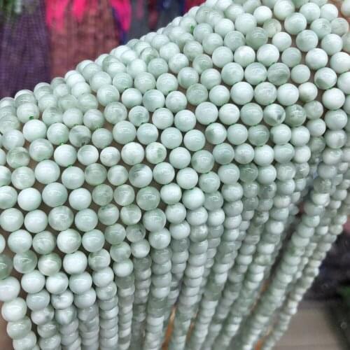 Natural Green Angel Stone Angelite Beads Round Loose Isolation Beads for Jewelry Making DIY Accessories Fit Necklace Bracelet