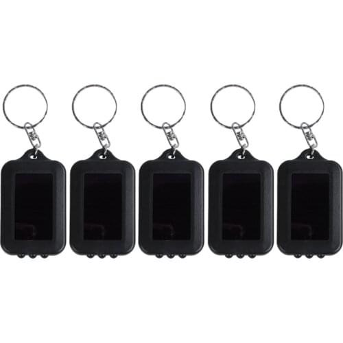 New 5x Emergency 3 LED Torch Flashlight Key Fob Solar Energy Power Keychain Lamp Light (Black)