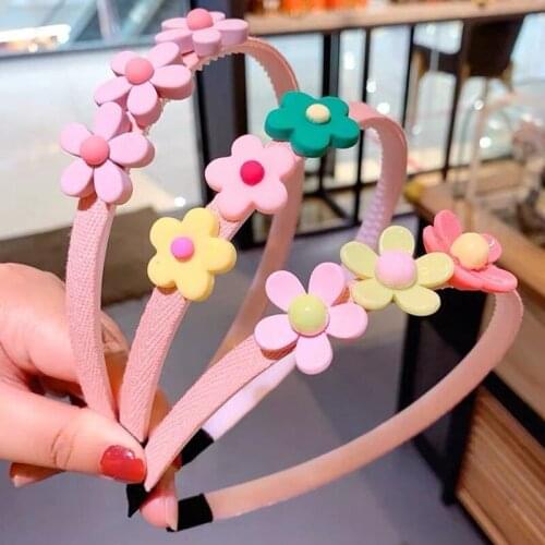 Kids Cute Lovely Plastic Flowers Cartoon Hairband Small Fresh Style Fashion Baby Girls Rabbit Ears Bowknot Headband Hair Hoops