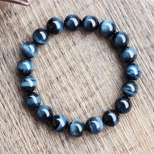 Wholesale Natural Blue Eagle Hawks Eyes Gem Stone Round Beads Jewelry Stretch Power Women Men Bracelet