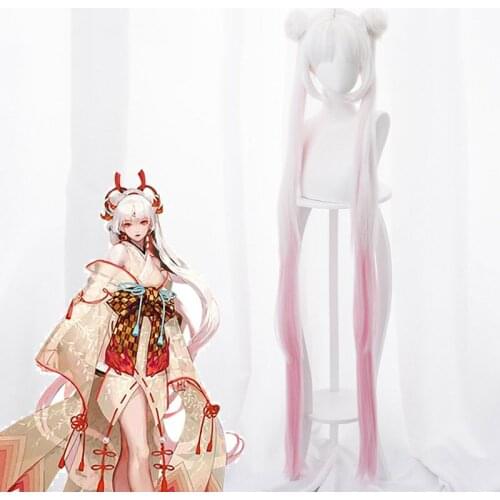 Netease Mobile Game Onmyoji Style God Unknown Fire Initial Styling Bun Cos Wig Anime Cosplay Game Double Fluffy Female Hair Wig