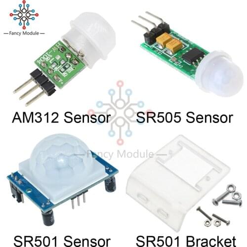 HC-SR501 HC-SR505 Adjust IR Pyroelectric Infrared Motion Detection Module AM312 Module Motion Sensor SR501 Bracket for Arduino