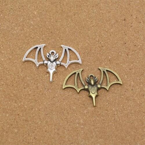 RONGQING 50pcs/lot Bat Charms 22x33x4mm Chiropter-Flittermouse Metal Charms for DIY Jewelry Making