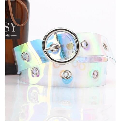 New Laser Women Resin Belt Heart Clear Waist Belt Metal Pin Buckle Jeans Dress Waist Belts for Women Harajuku Waistband