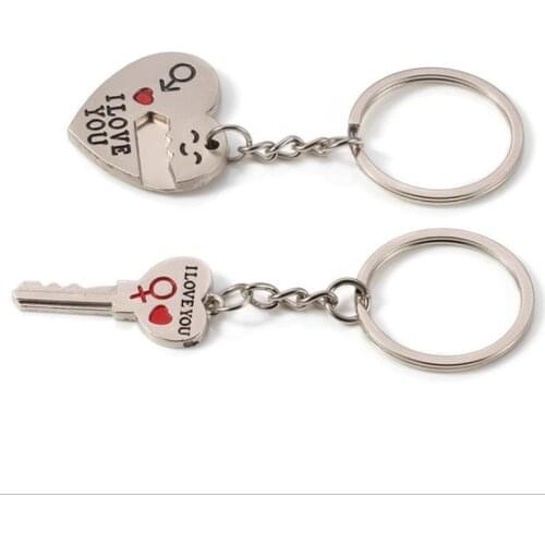 I Love You Heart Shape Couple Key Chain Ring Keyring Keyfob Lover Gift Valentines Day