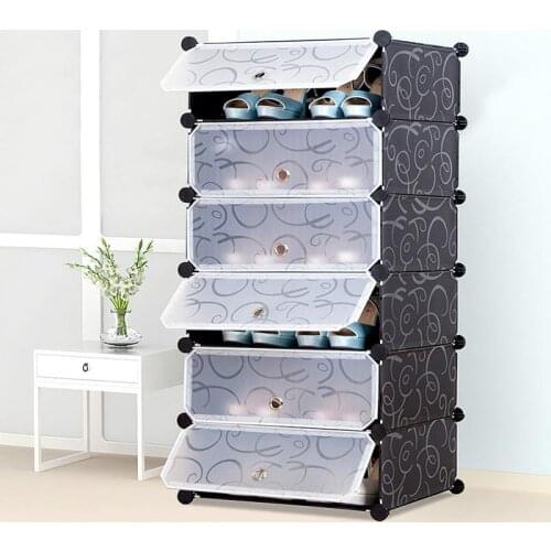 6-layer Plastic Wardrobe Space Saving Toys Clothing Storage Rack Shoes Stand Closet Cabinet Home Furniture 110 * 45 * 35cm