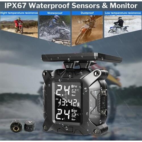 2021 Solar Motorcycle TPMS Moto Tire Pressure Tyre Monitoring System with External Sensors Solar TMPS USB Motor Accessories