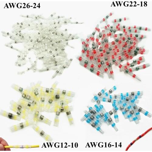 10/50/100PCS Wire Connector Waterproof Solder Seal Sleeve Terminals Heat Shrink Electrical Wire Butt Splice Kit Assortment
