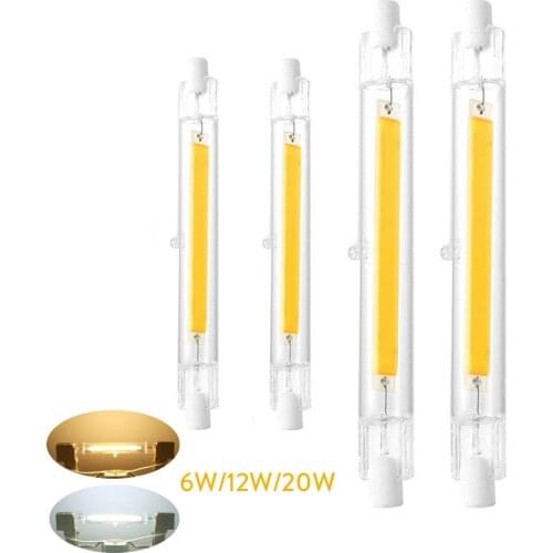 LED R7S Glass Tube 118mm 78mm Dimmable Instead of Halogen Lamp COB 110V 220V 6W 12W 20W Energy saving powerful R7S led Bulb
