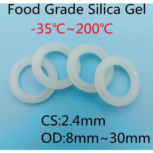 100pcs VMQ O Ring Seal Gasket Thickness CS 2.4mm （OD8 ~ 30mm） Silicone Rubber Insulated Waterproof Washer Round Shape Nontoxic