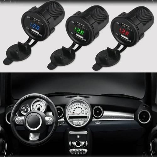 2.1A 12V Waterproof Dual USB Car Charger Voltmeter Charger Socket Voltage Voltmeter Adapter Panel With Voltage Boat Motorcycle