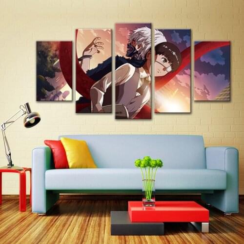 Japan Anime Tokyo Ghoul Animation 5 Panel Pictures Poster Wall Art Home Decor Canvas HD Print Paintings Living Room Decoration