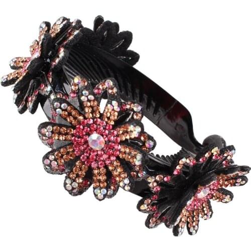 Ponytail Banana Hair Clips Floral Rhinestone Women Fashion Headbands Delicate Hair Claws Girls Barrettes For Hair Accessories