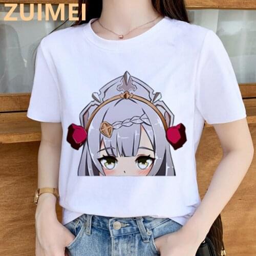 Summer 2021 Genshin Impact Printing Game Goth Top Women T-shirt Casual ladies basic O-collar Short Sleeved Tshirt Girl,Drop Ship