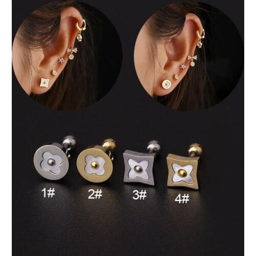 1Piece Stainless Steel Stud Earrings for Women 2021 Trend Korean Fashion Jewelry Ear Cuffs Piercing Flower Earrings for Teens