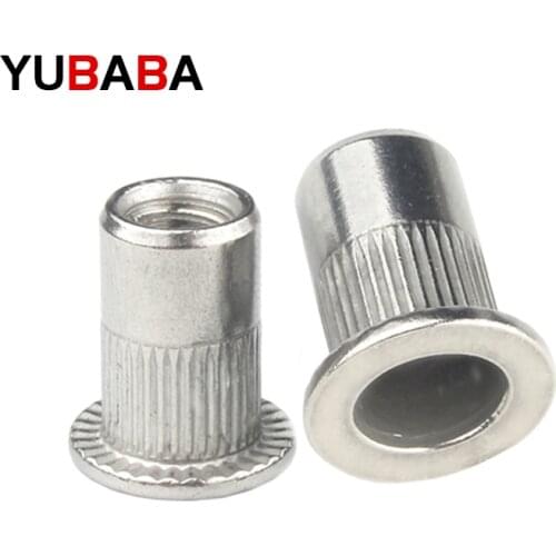 10PCS/Lot M3 M4 M5 M6 M8 M10 304 Stainless Steel Flat Head Threaded Rivet Insert Nutsert Cap Rivet Nut