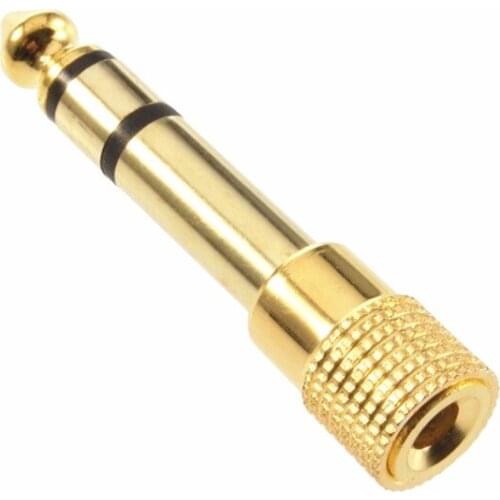 10pcs/lot Golden Plated 6.35mm Male to 3.5mm Female Audio Adapter Converter For Microphone Speaker Audio Amplifier