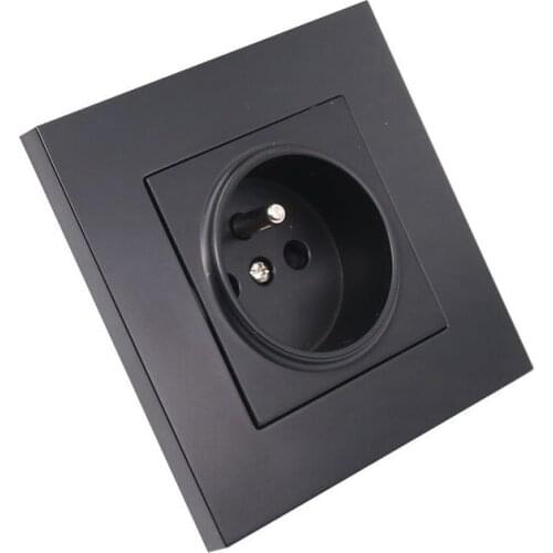 16A EU Socket 86 Type Black / Gold PC Panel EU Standard Wall Power Socket Wall Outlet 86*86mm