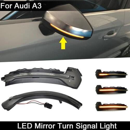 2Pcs For Audi A3 8V 2013 2014 2015 2016 2017 2018 LED Side Rearview Mirror Light Dynamic Amber Turn Signal Indicator Lamp
