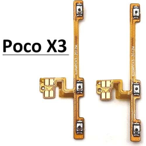 20Pcs For Xiaomi Poco X3 Side Key Power Button On / Off Volume Button Switch Control Flex Cable Poco X3 Repair parts