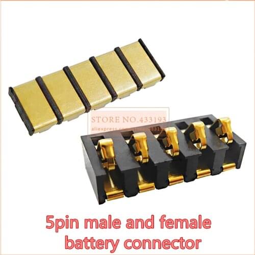 5pair SMD 5Pin pitch 4.25mm Inner Battery Connector female and male Holder Clip Contact replacement for mobile phones common use