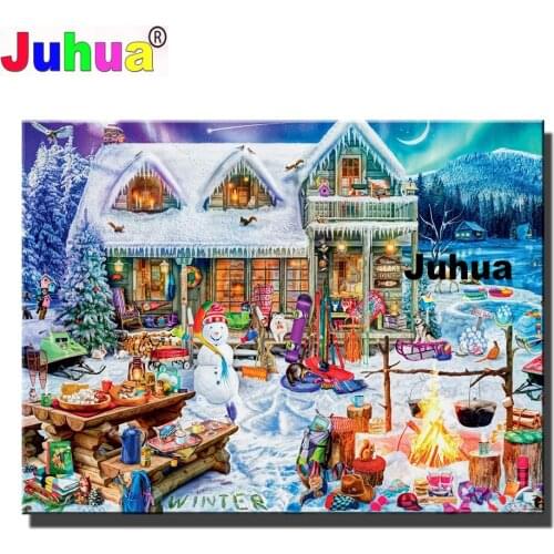 5D DIY Diamond Painting Snow WINTERLAND FUN mosaic full square round diamond embroidery rhinestone cross stitch Handicraft gif