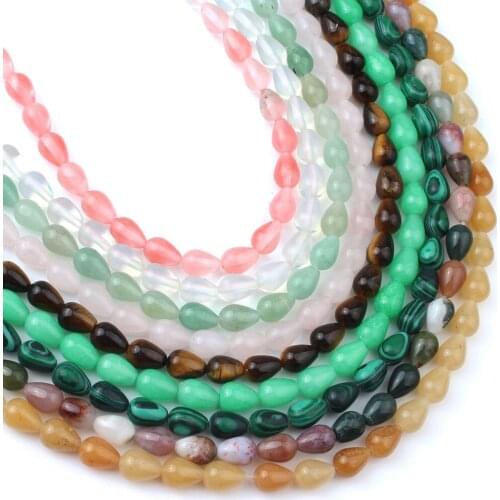 6*9mm Water Drop Beads Natural Jades Opal Agates Tiger Eye Quartz Aventurine Beads For Jewelry DIY Making Bracelet Accessories