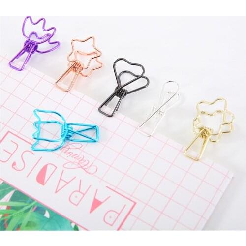 6pcs Colorful Fish Clip Hollow Out Binder Clips Kawaii Stationery Metal Documents Photos Tickets Holder Notes Letter Paper Clamp