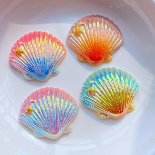 8Pcs Mini Lovely Colored Shells Flat Back Resin Art Supply Decoration Charm Craft Hair Bow Accessories H550