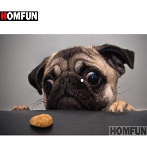 HOMFUN Full Square/Round Drill 5D DIY Diamond Painting "Animal dog" Embroidery Cross Stitch 5D Home Decor Gift A15664