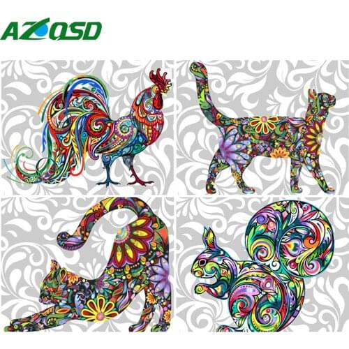 AZQSD DIY Coloring By Numbers Animal Picture For Living Room Home Decoration Oil Painting By Numbers Dog Canvas Handpainted Gift