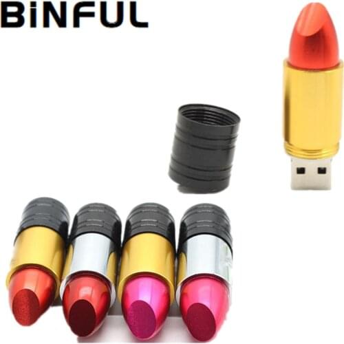 BiNFUL Usb Flash Drive Women Lipstick Pendrive Metal Flash Disk 4GB 8GB 16GB 32GB 64GB 128GB Pendrive 256GB Flash Memory Card