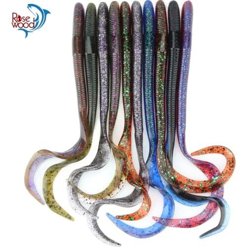 RoseWood Best Plastic Worms For Bass Fishing 8.5g/0.3oz, 10.2g/0.36oz Saltwater Curl Tail Grub Soft Swimbait Tackle