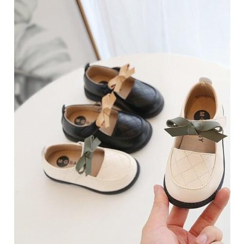 Children Casual Shoes for Girls Bow-knot Sweet Princess Kids Leather Flats British Style Oxfords Rubber Sole Kindergarten School