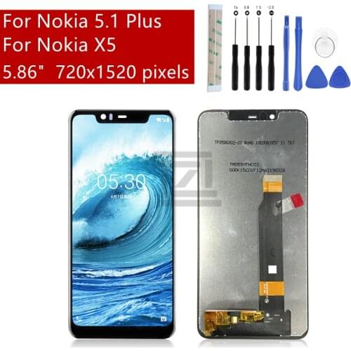 For Nokia 5.1 Plus LCD Display Touch Screen Digitizer Assembly For Nokia X5 Display Replacement Repair parts 5.86"