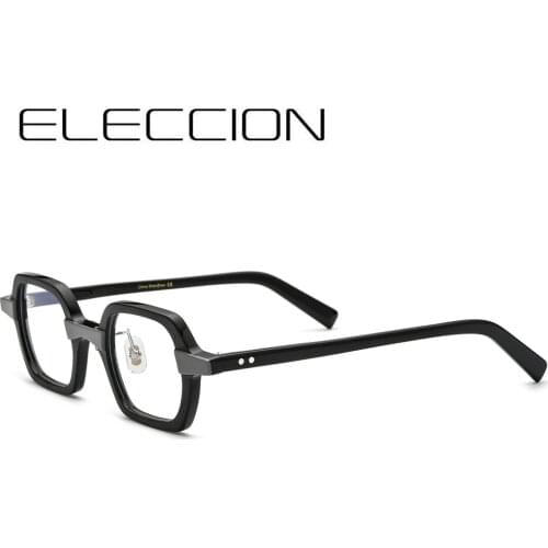 ELECCION Acetate Rim Full Frame Male Polygonal Glasses Prescription Eyeglasses Frames Small Face Men Myopia Optical Eyewear