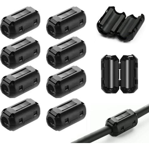 10PCS Clip-on Noise Ferrite Core Filter Anti-Interference Choke for Video Cable Audio Device High-Frequency RFI EMI Suppressor