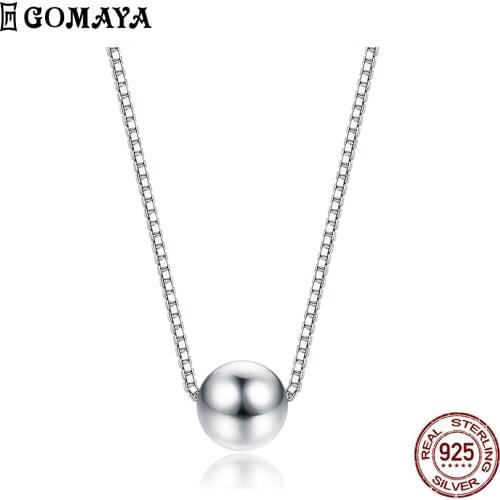 GOMAYA 925 Sterling Silver Trendy Tiny Simple Round Bead Pendant Necklace For Women & Girls Anniversary Necklaces Jewelry Gift