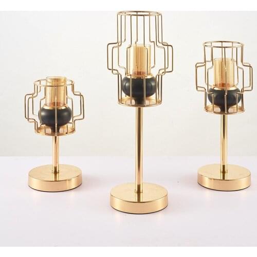 IMUWEN Luxury Candle Holder Geometry Style Candle Stand For Christmas Party Candlesticks Home Table Decoration